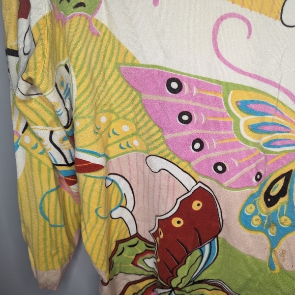 Y2K Vintage Elizabeth New York Sequin Butterfly Floral Nature Sweater Womans XL - Picture 9 of 11